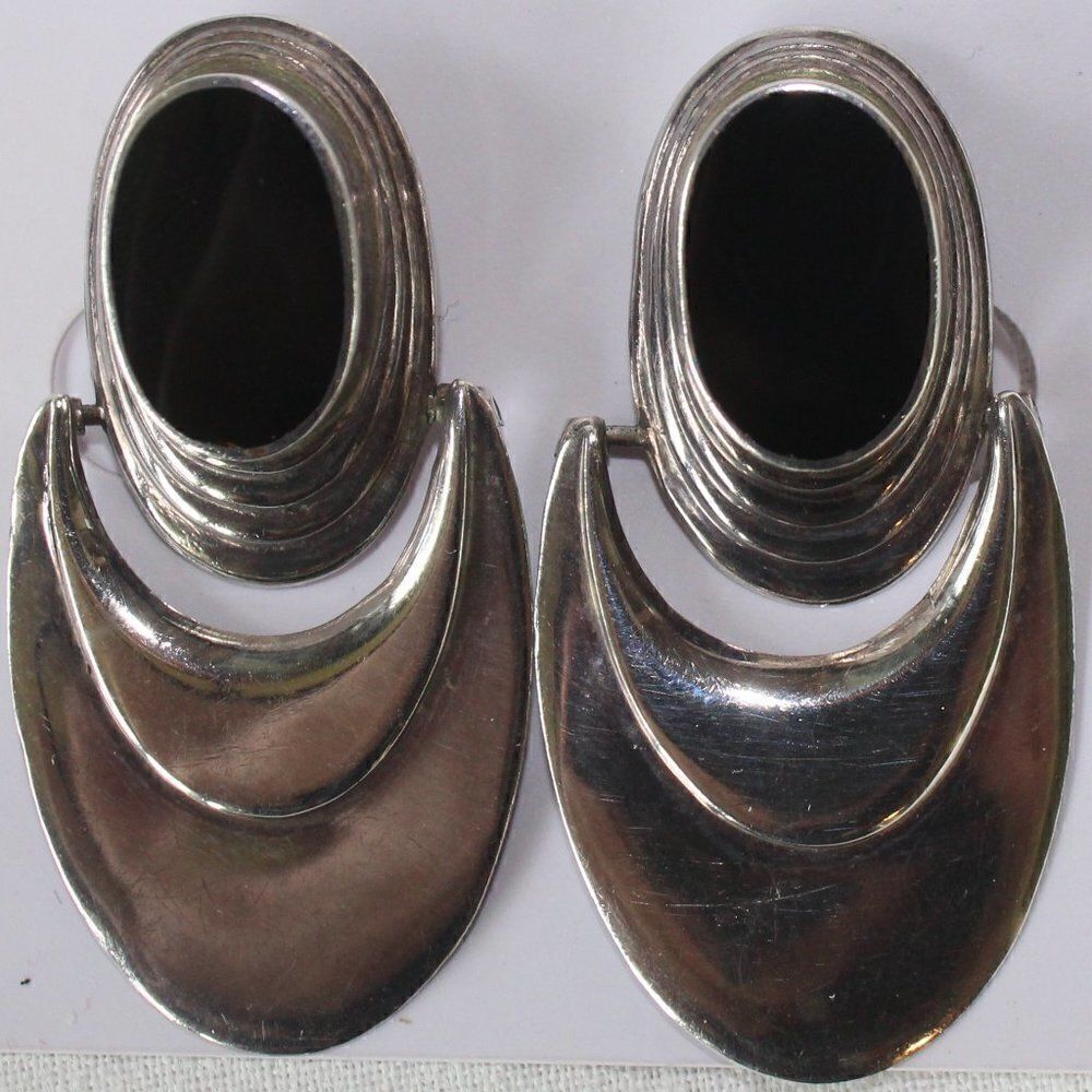 Sterling Black Onyx pierced earrings